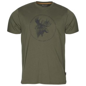 Pinewood T-Shirt Moose Print Olivengrn