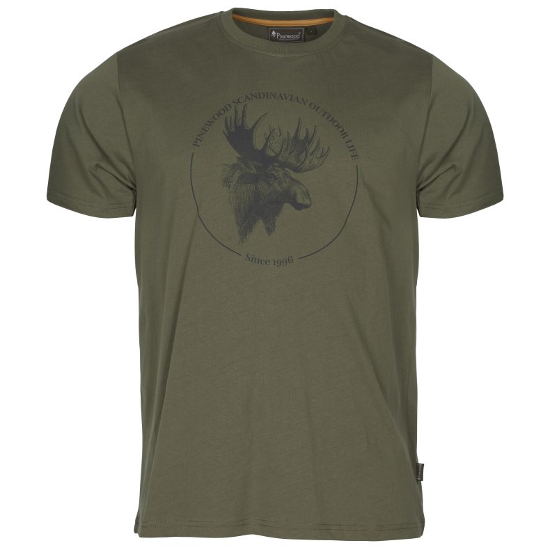 Pinewood T-Shirt Moose Print Olivengrn